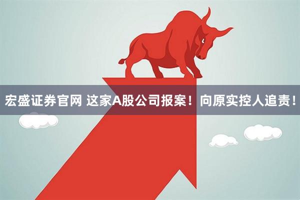 宏盛证券官网 这家A股公司报案!向原实控人追责!